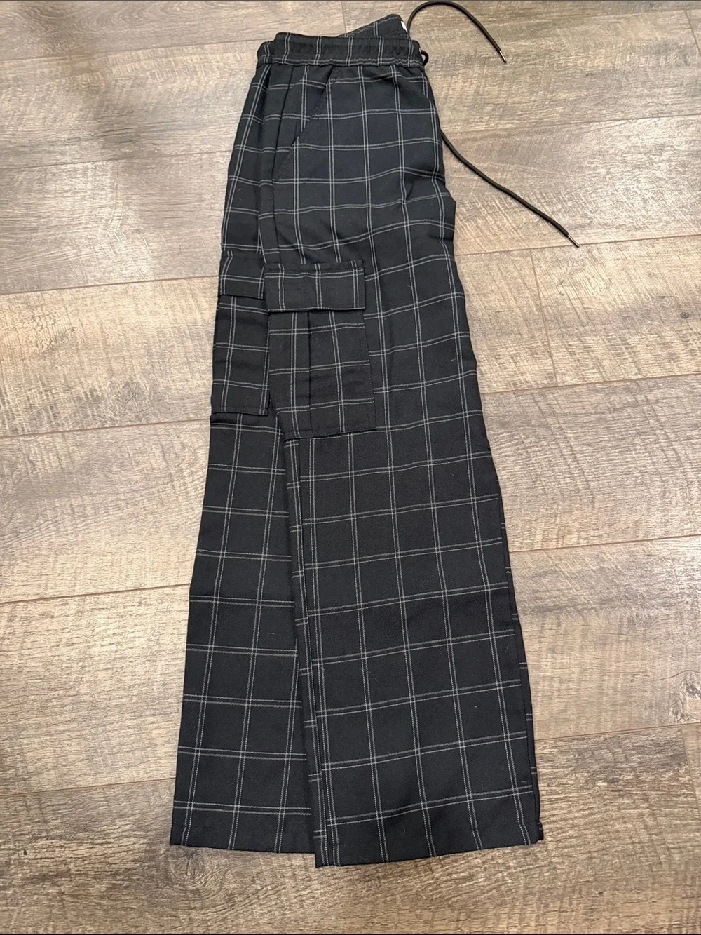 Men's Pacsun Black Windowpane Cargo Pants - Baggy